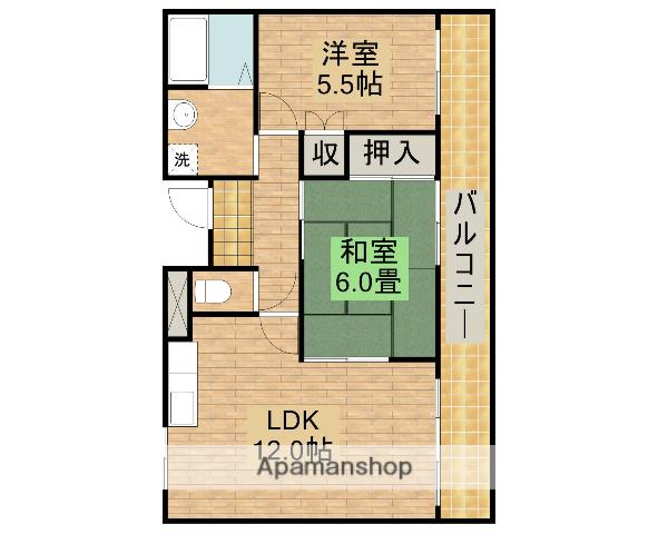 高師浜シーサイドマンションⅠ(2LDK/4階)の間取り写真