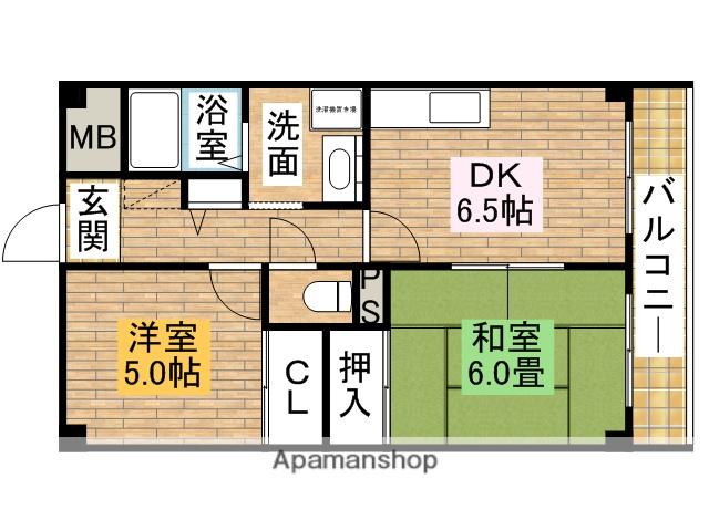 CASA OKUNO(2DK/3階)の間取り写真