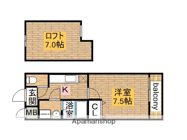 フジパレス丸高(1K/2階)の間取り写真