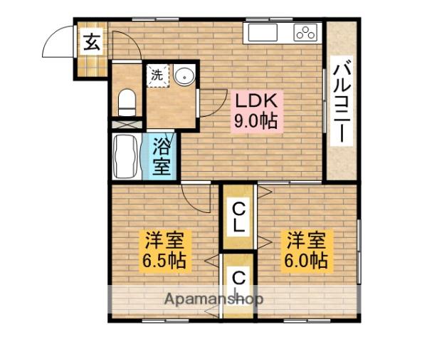 ルナ百舌鳥(2LDK/2階)の間取り写真