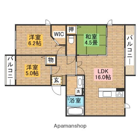 シャイニー・セゾン(3LDK/2階)の間取り写真