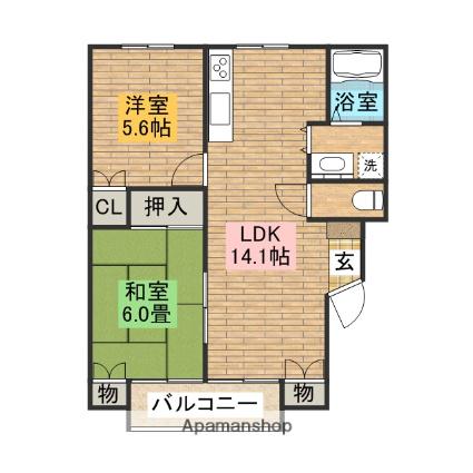 メロディハイム浅香(2LDK/3階)の間取り写真