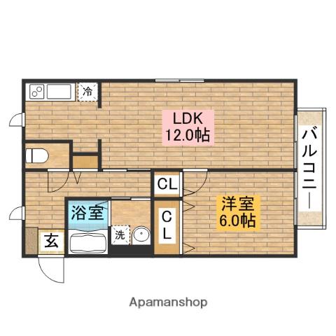 ロイヤルコート上野芝(1LDK/1階)の間取り写真