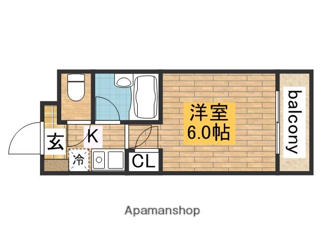 シャルマンフジ堺東壱番館(1K/3階)の間取り写真