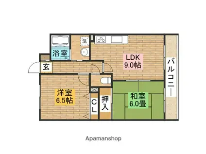 スクエアエムズ(2DK/1階)の間取り写真