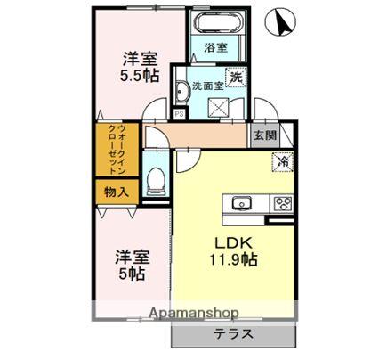 アビタシオン(2LDK/1階)の間取り写真