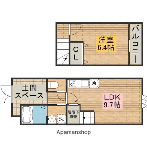 スリーハーブズ メルヴェーユ三国ヶ丘(1LDK/1階)の間取り写真