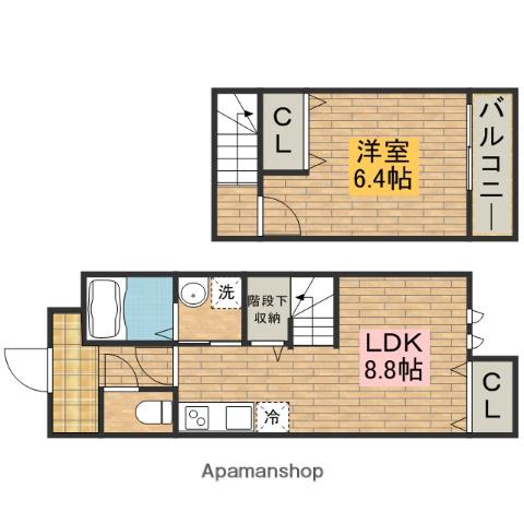 スリーハーブズ メルヴェーユ三国ヶ丘(1LDK/1階)の間取り写真