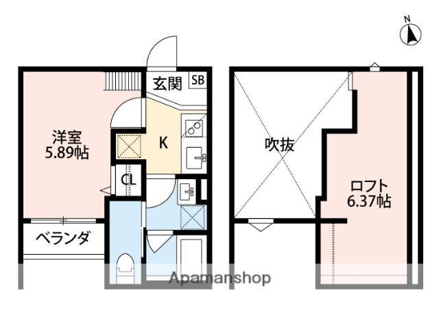 CINDERELLA(1K/2階)の間取り写真
