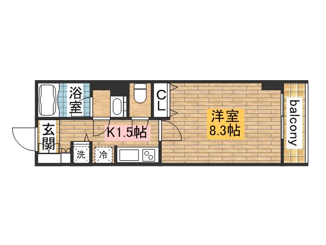 セントラル堺東(1K/5階)の間取り写真