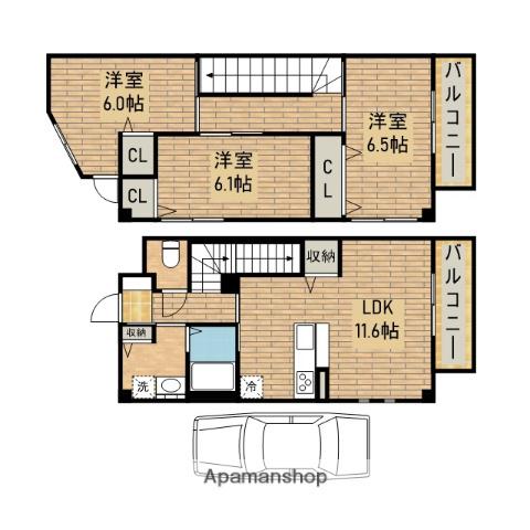 パルファン神野町(3LDK)の間取り写真