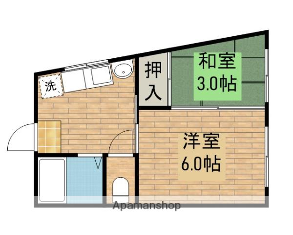 向陵西マンション(2K/2階)の間取り写真