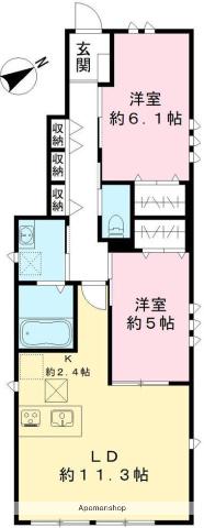 LIBERTE(2LDK/2階)の間取り写真