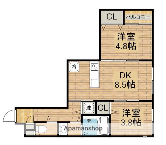 ST.RESIDENCE 七道(2DK/3階)の間取り写真