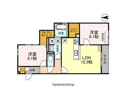 D-ROOM堺区向陵西町(2LDK/1階)の間取り写真