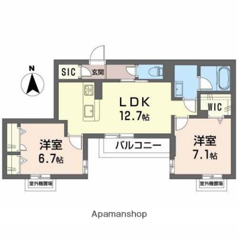 シャーメゾン金岡公園(2LDK/2階)の間取り写真