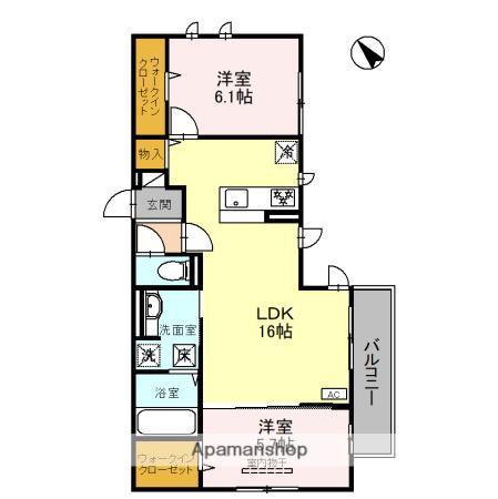 ベァーフルート長曽根(2LDK/1階)の間取り写真