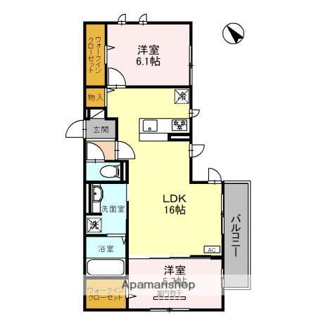 ベァーフルート長曽根(2LDK/3階)の間取り写真
