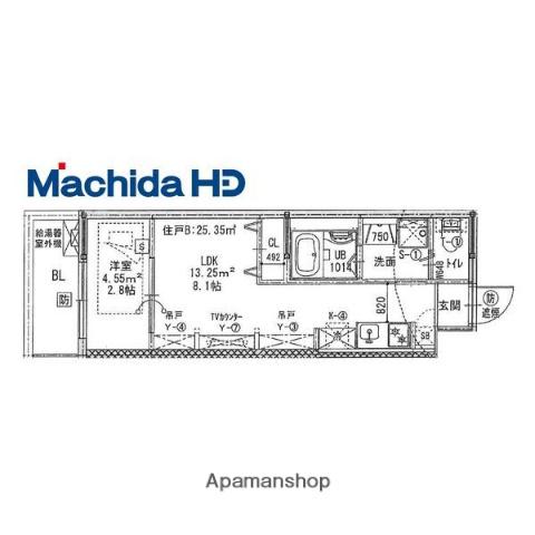 エヌエムキャトフヴァンキャトルズ(1LDK/1階)の間取り写真