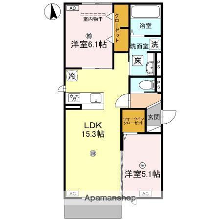パサログランデ中安井(2LDK/1階)の間取り写真