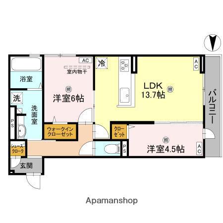 グレース コート 黒土(2LDK/2階)の間取り写真