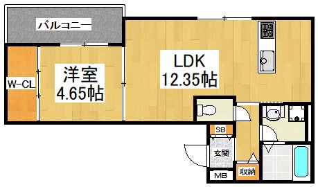 エフイー長曽根(1LDK/4階)の間取り写真