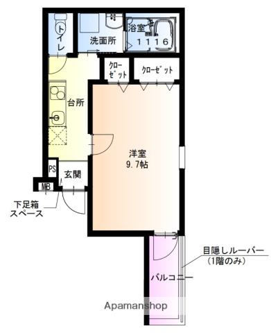 フジパレス西湊1番館(1K/3階)の間取り写真
