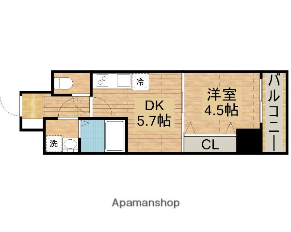 ARCA堺綾之町(1DK/9階)の間取り写真