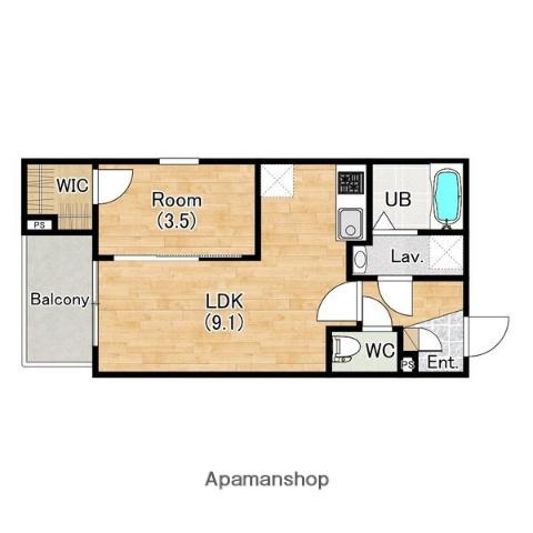 ジーメゾン堺フィオーレ(1LDK/3階)の間取り写真