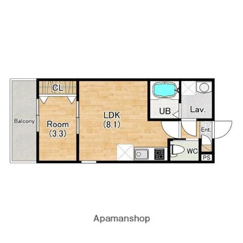 ジーメゾン東浅香山リヴェル(1LDK/2階)の間取り写真