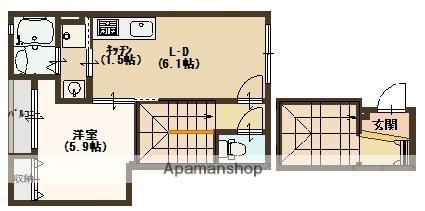 アドニスコート堺(1DK/2階)の間取り写真