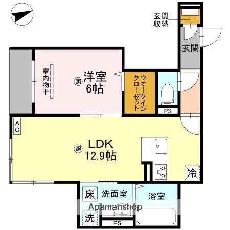 シャルム三国丘(1LDK/1階)の間取り写真