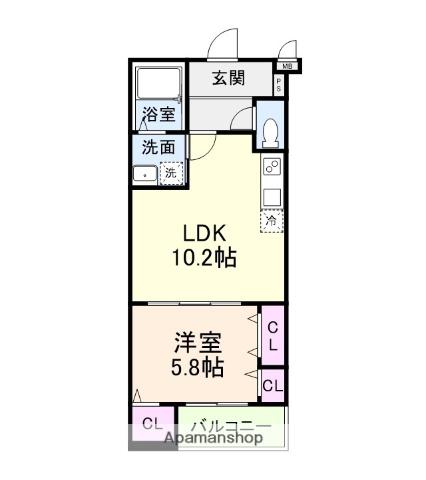 プライムメゾン・ソレイユ(1LDK/2階)の間取り写真