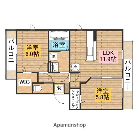 ガーデンコート金岡 C棟(2LDK/3階)の間取り写真