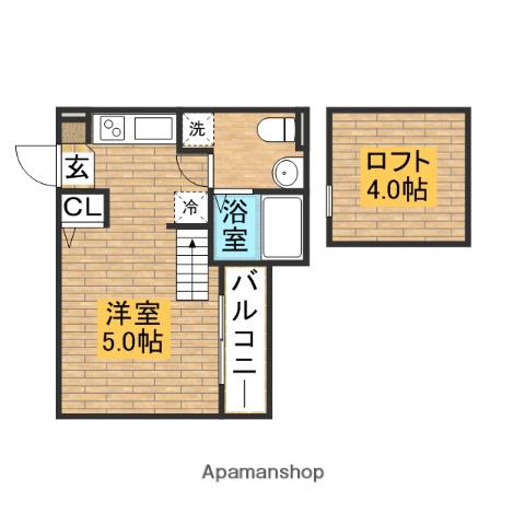 ロイヤルオーク湊(1K/2階)の間取り写真