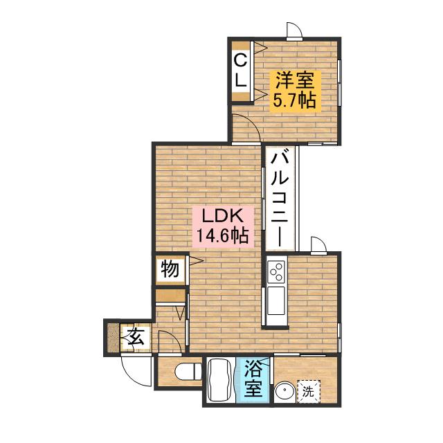 シャーメゾン ワンツー(1LDK/2階)の間取り写真