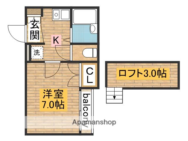 K-PLAZA綾(1K/1階)の間取り写真