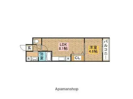 フジパレス堺大浜3番館(1LDK/3階)の間取り写真