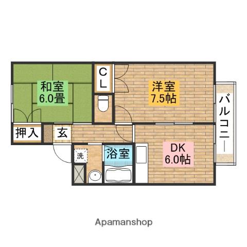 ハイツプラムナイン(2DK/2階)の間取り写真