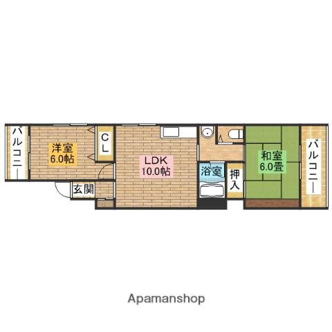 コーポ河中3(2LDK/2階)の間取り写真