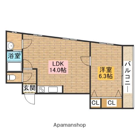 ササヤマンション(1LDK/3階)の間取り写真