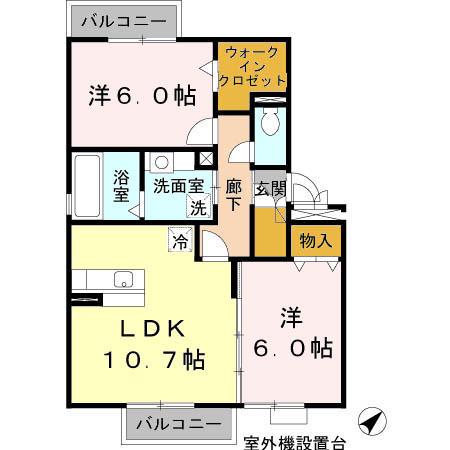 コーダ・コリーナⅡ(2LDK/3階)の間取り写真