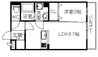 サウスメゾン秋桜(1LDK/3階)の間取り写真