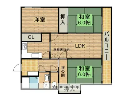 ローズマンション(3LDK/3階)の間取り写真