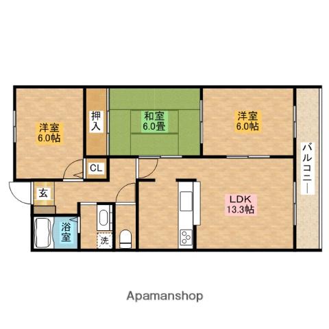ブエナビスタ和泉中央(3LDK/4階)の間取り写真