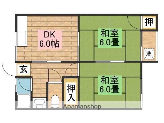 木本文化(2DK/2階)の間取り写真