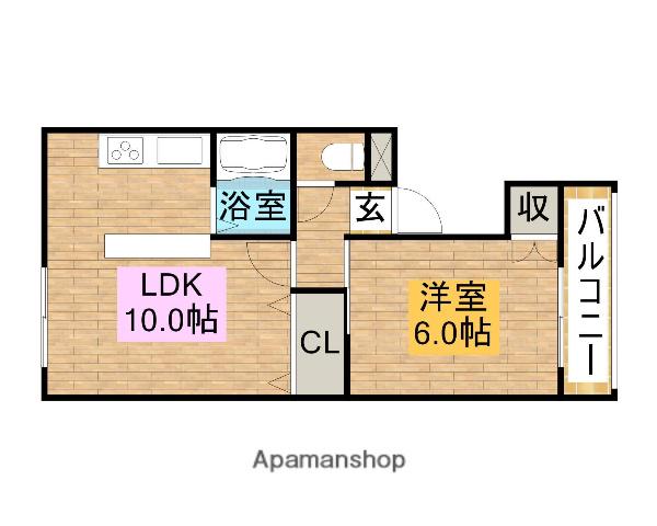 マンション・ハイムーン(1LDK/3階)の間取り写真