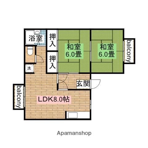 プティセゾン草部(2LDK/2階)の間取り写真