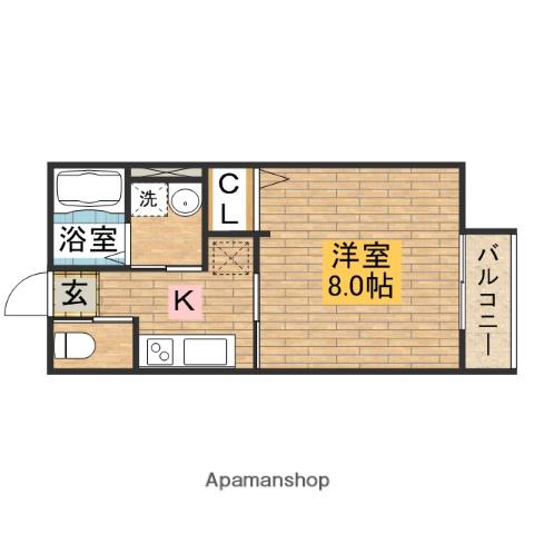 ロイヤルコート津久野(1K/1階)の間取り写真