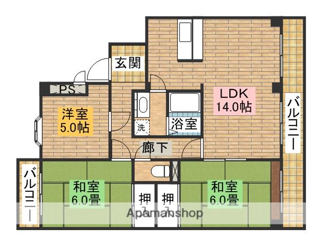 やかた南浜寺2(3LDK/2階)の間取り写真
